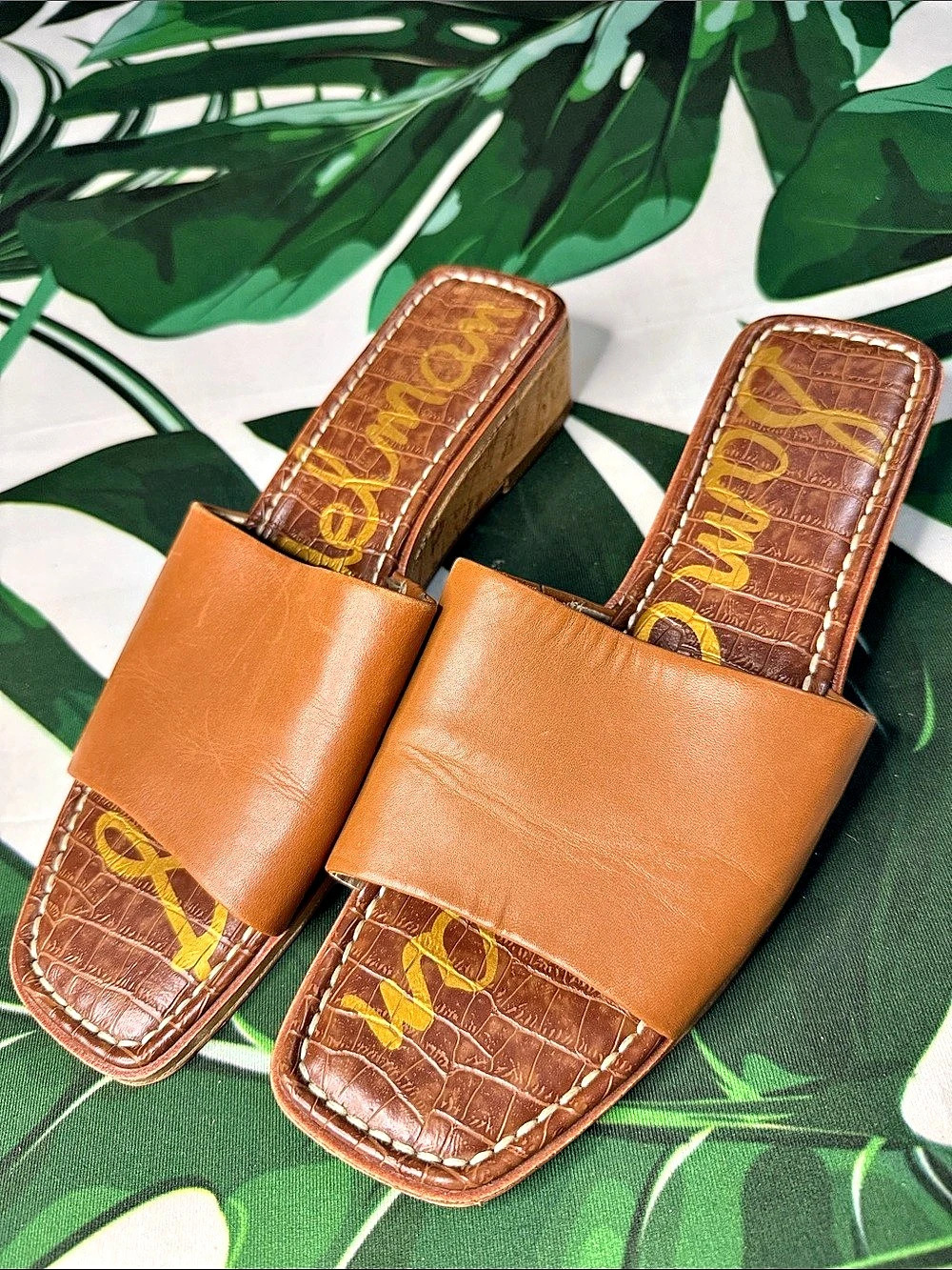 Sam Edelman Brown Wedge Slide Sandals